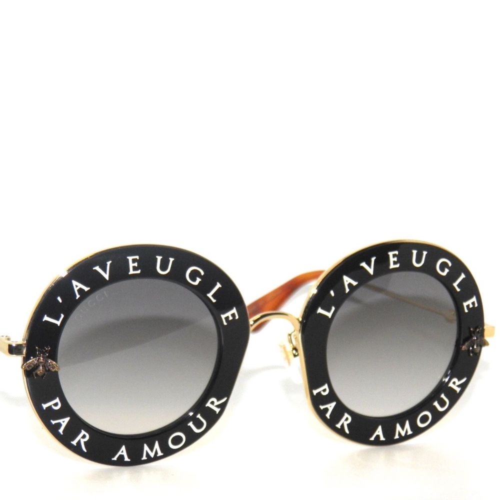 GUCCI GG0113S BLACK-GOLD-GREY 001 SunglaSSeS new! - Picture 7 of 7